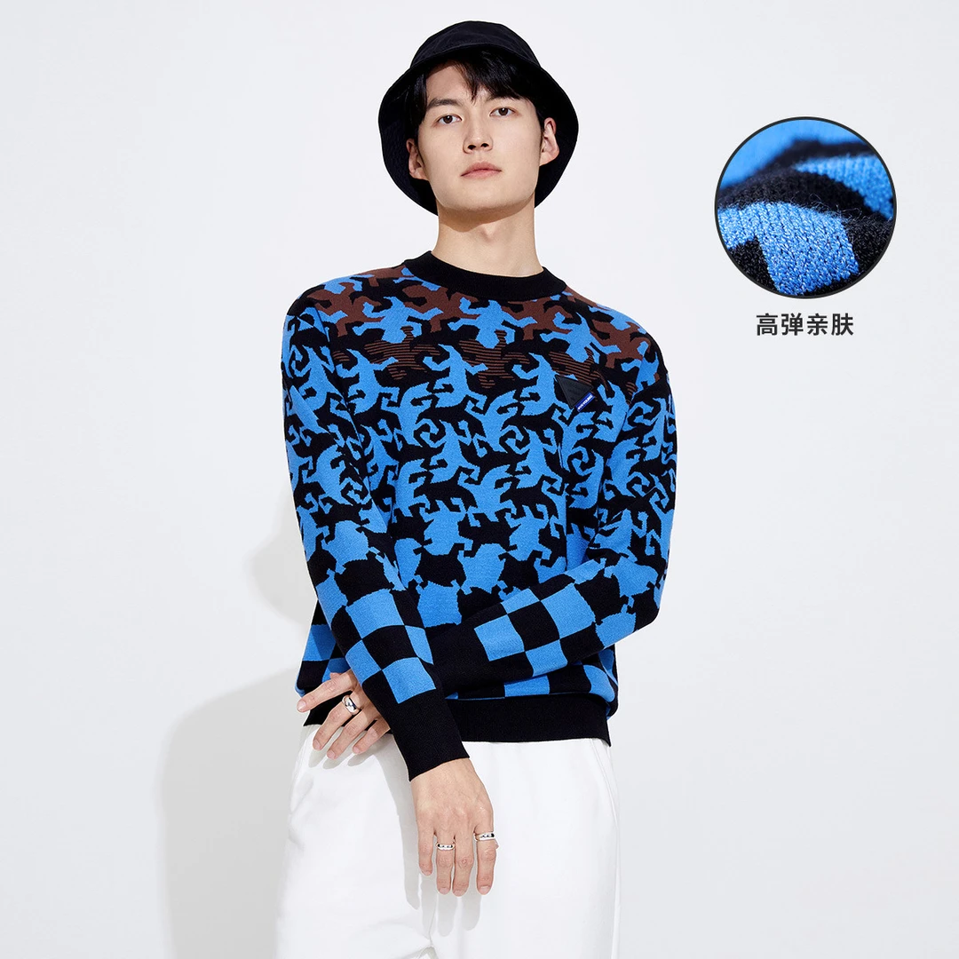 navigare意大利小帆船春秋男女同款时尚刺绣圆领针织衫打底毛衣