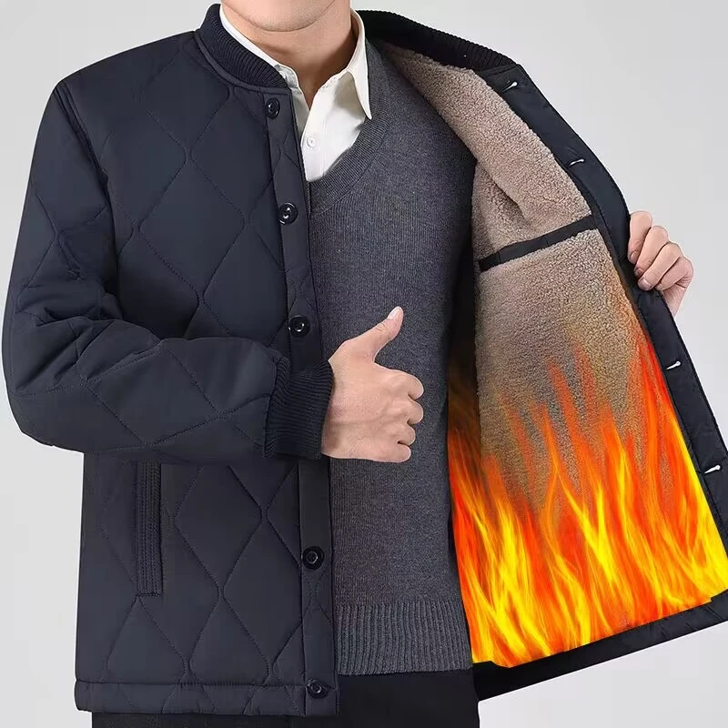 爸爸冬装棉衣加绒加厚男士外套内穿棉服中老年人男装爷爷内胆棉袄