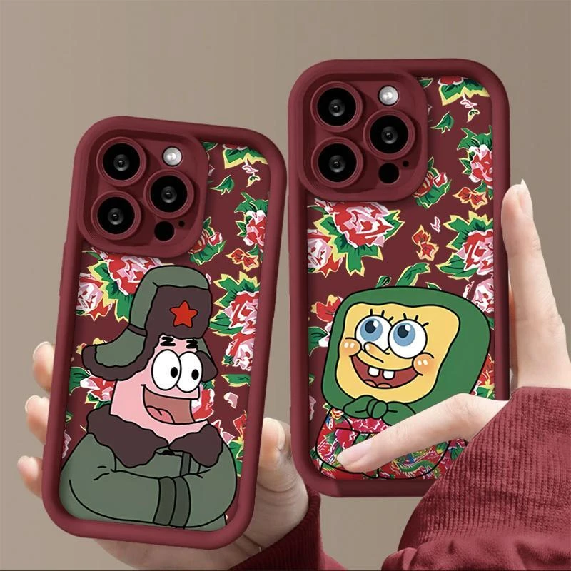 海绵宝宝苹果15ProMax手机壳iPhone14新款13硅胶12简约11软壳X女8