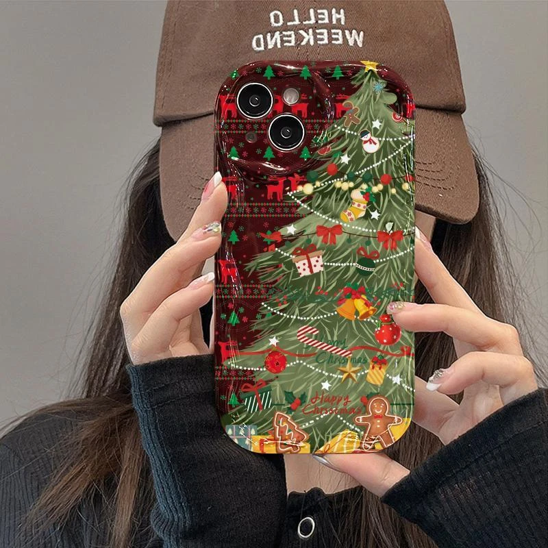 礼物圣诞树苹果15ProMax手机壳iPhone14/13硅胶12简约11软壳X女8