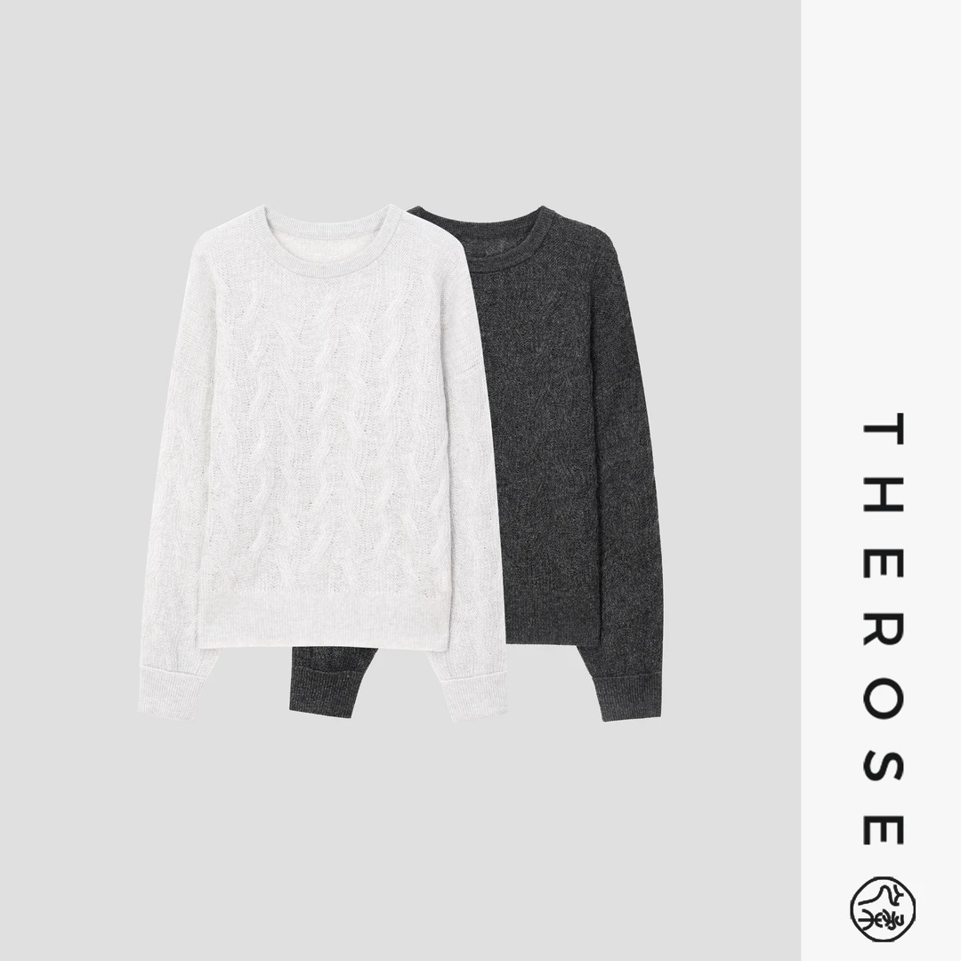 之柔【云朵上的歌】小镂空设计休闲温柔羊绒衫 秋冬亮线针织长袖