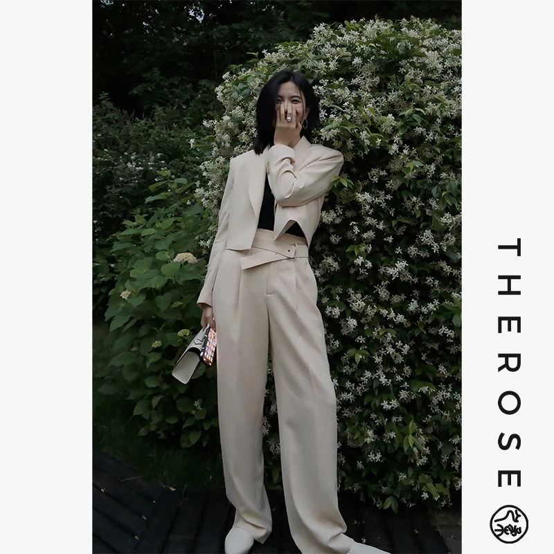 之柔【法式晚宴】戗驳领短款箱型西服上衣肌理感立体廓形女士外套