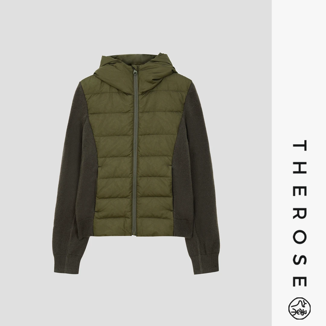 之柔【森暖】意大利进口时尚秋冬短款女士羽绒服休闲拼羊绒针织外套