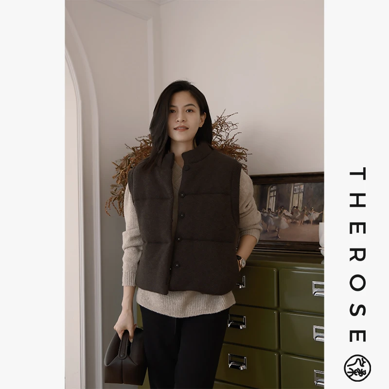 之柔【巴黎诗集】秋冬休闲加厚针织马甲 时尚休闲高领夹棉保暖上衣