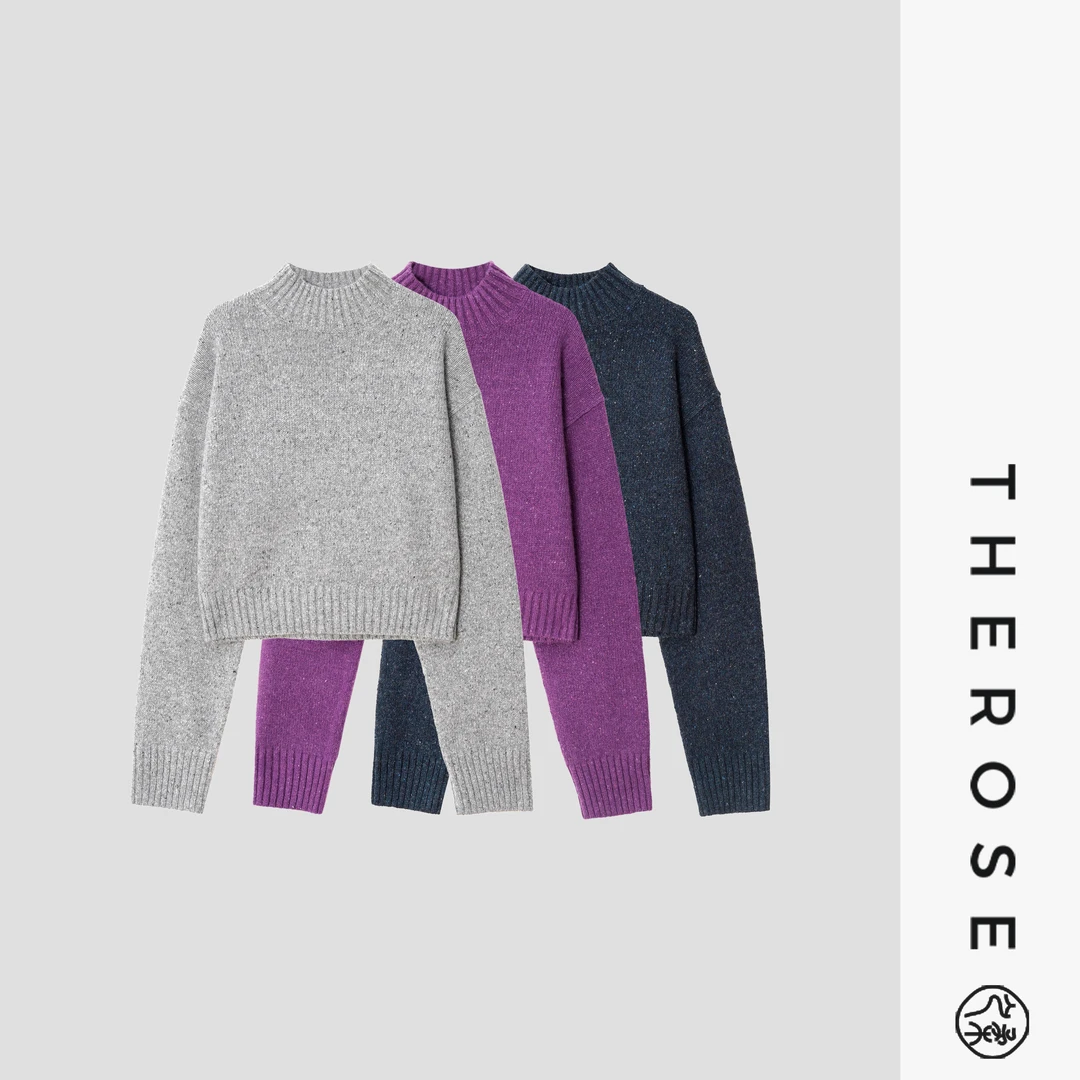 之柔【爱乐之城3.0】休闲点子纱羊绒针织半高领长袖  秋冬保暖上衣