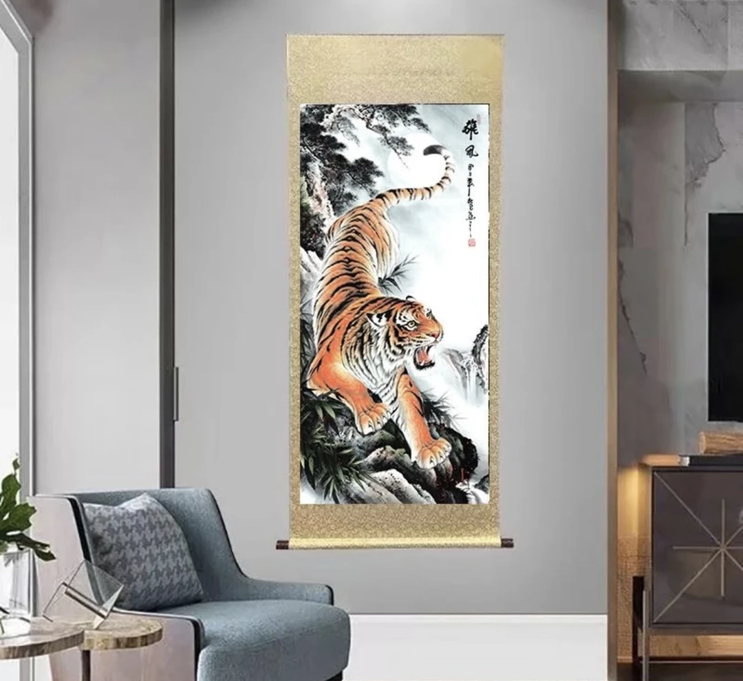 《雄风》竖幅玄关客厅中堂挂画