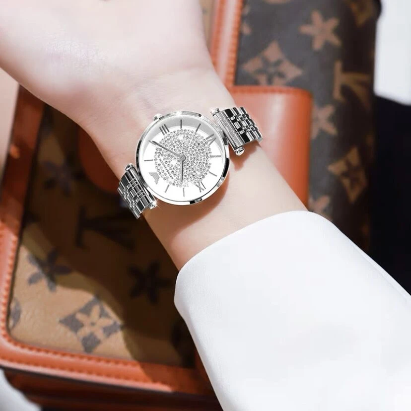 女式钢带表澳尔博正品轻奢满钻防水满天星手表高级感星空气质奢华