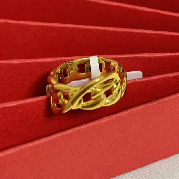 【小鹏黄金】足金999大S链条5D工艺戒指