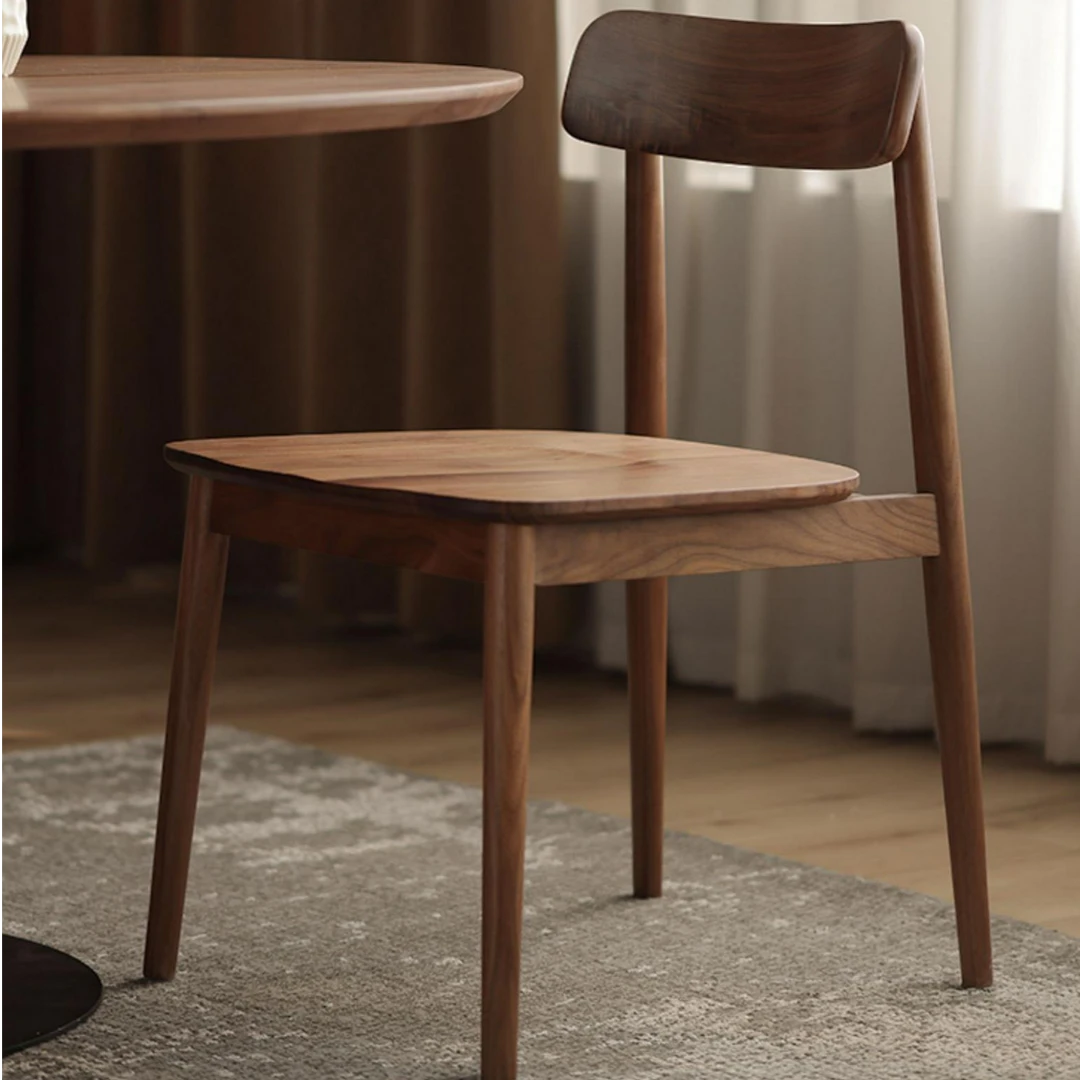 北美黑胡桃木餐椅全实木靠背椅子客厅家用餐桌椅阳台茶桌椅组合