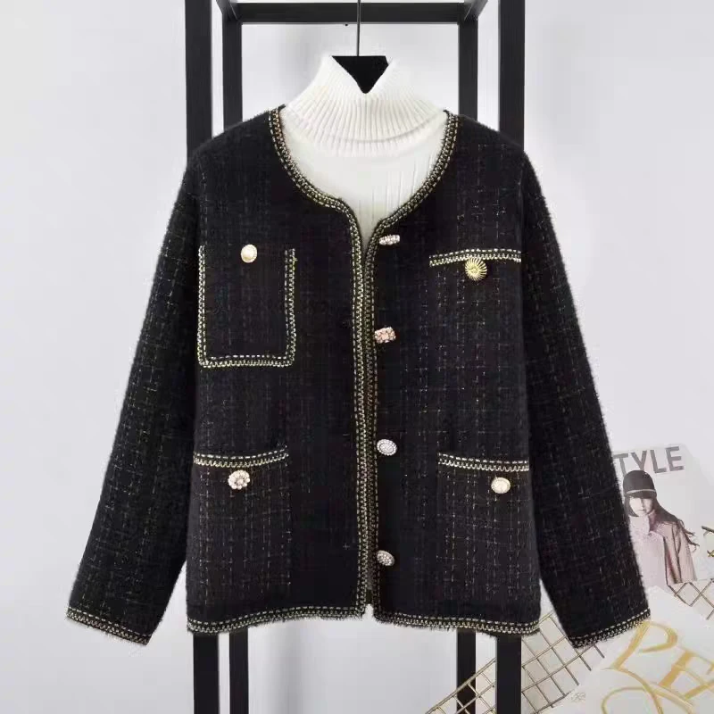 （01-60）小香风短款粗花呢外套女秋冬装高级感气质长袖上衣