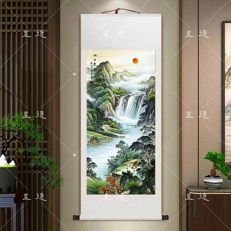 【旭日东升】国画山水画玄关客厅茶室办公室中式高档装裱挂画