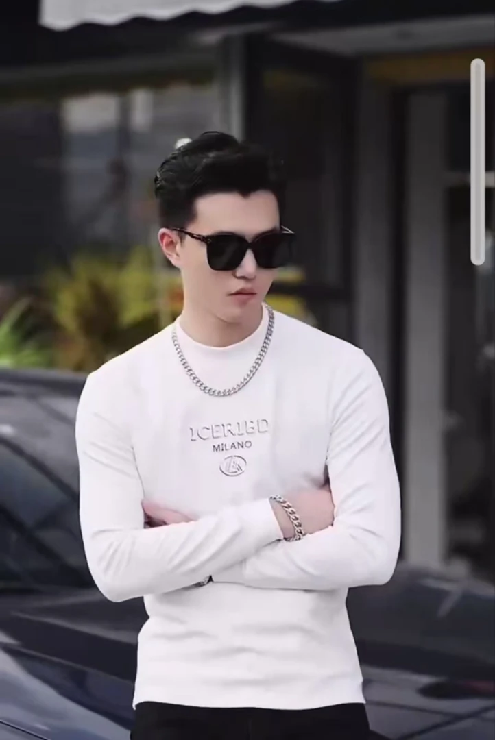 24秋冬男士胸前ICE英文打底衫9803