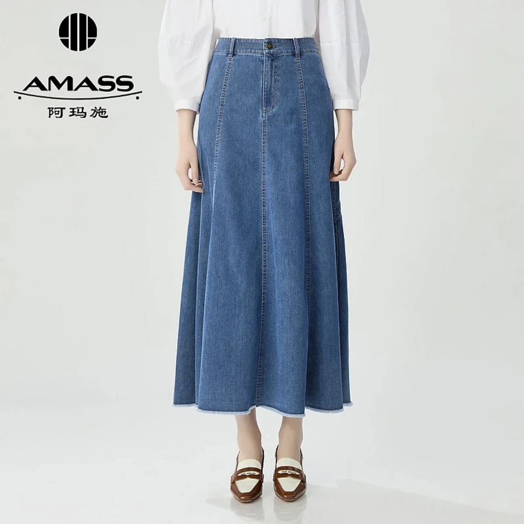 AMASS/阿玛施AMASS/阿玛施新款休闲百搭高腰中长款牛仔裙5200432