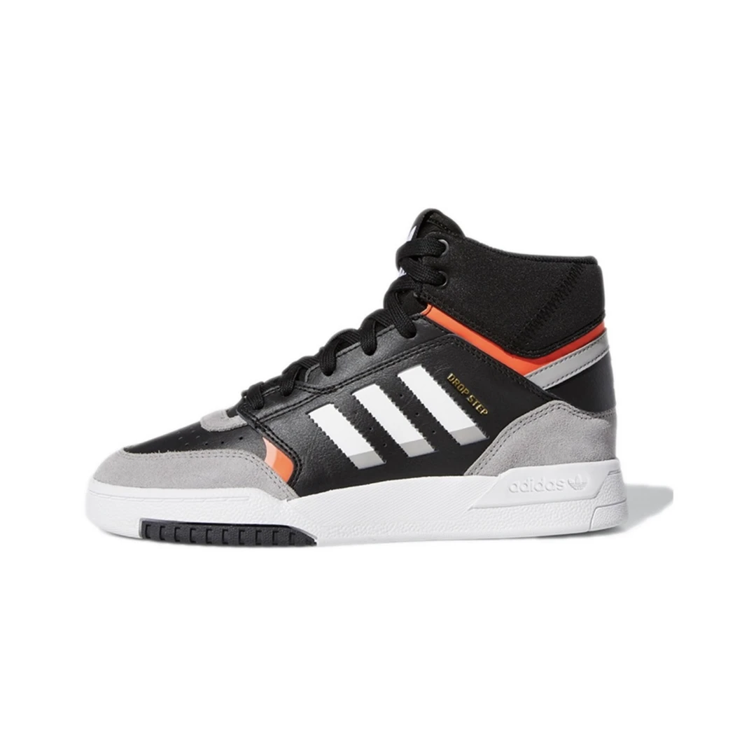 Adidas originals Drop Step J 中帮 男女同款板鞋 黑灰白 EE8756