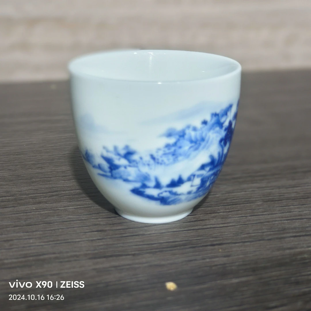 锦绣山河青花精美实用品茗釉上彩60至80毫升容量盖碗窑变釉茶杯