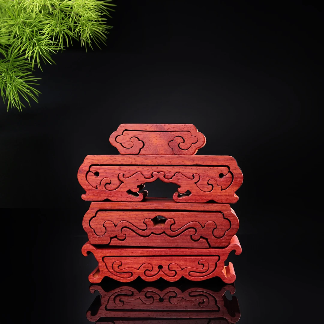 花梨木手机支架实木底座中式创意奇石托架托盘垫支撑架全手工木质