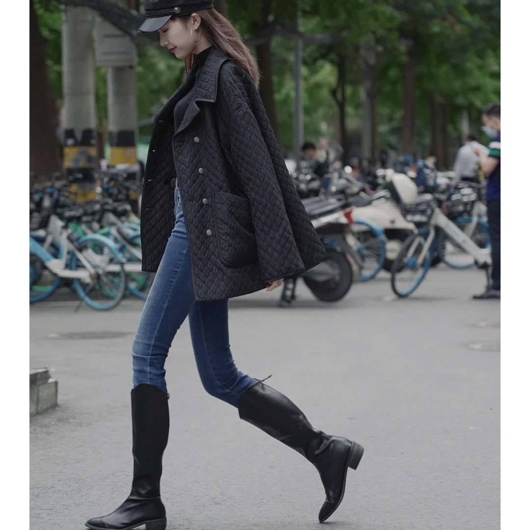 AMASS/阿玛施-入冬新款显瘦小个子小香风复古菱格小香棉服5400440