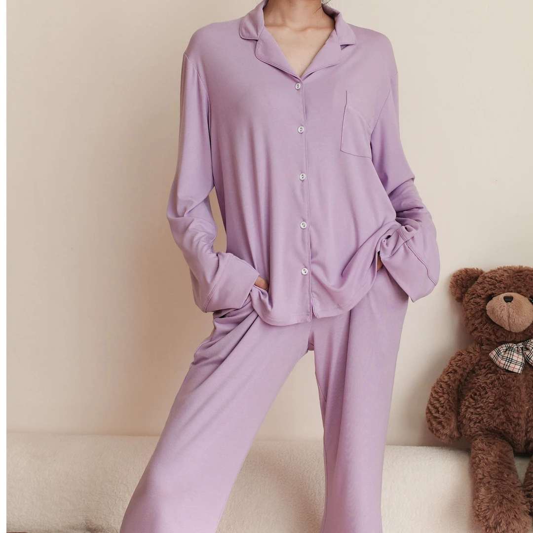 【螺纹烟熏紫】小众设计潮牌气质舒适休闲时尚女士家居服