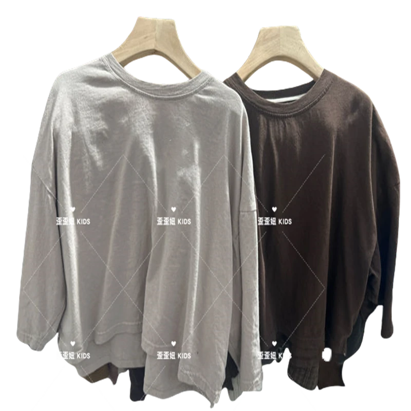 【歪歪妞童装】202408儿童复古森系中性圆领长袖T恤