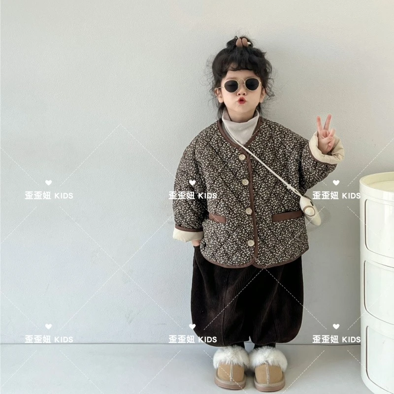 【歪歪妞童装】8817儿童森系小碎花蚕丝棉棉服男女童宝宝年服棉袄