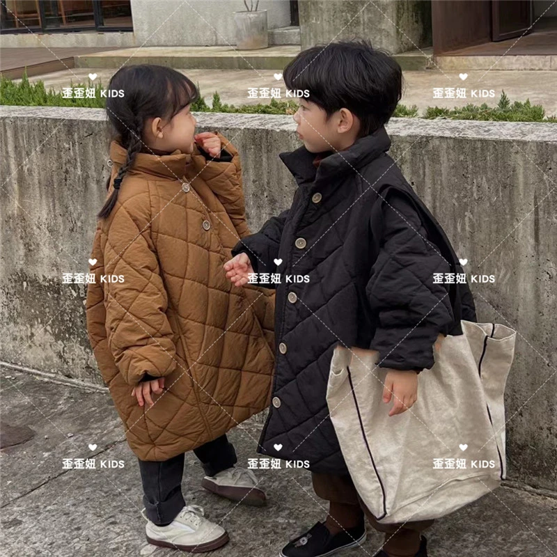 【歪歪妞童装】22205日系韩版复下森系宽松洋气中长款棉袄绗棉棉服