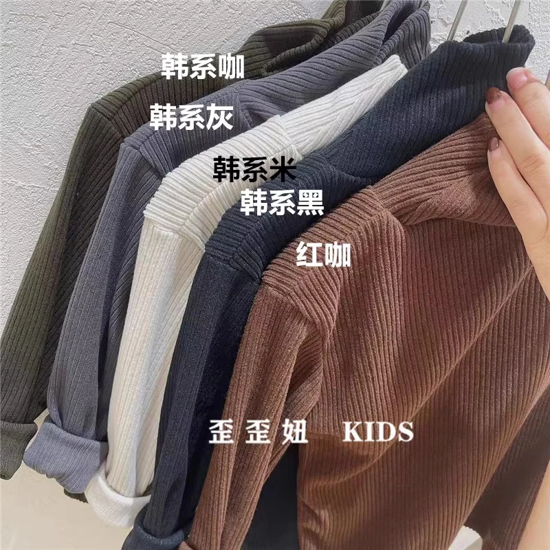 【歪歪妞童装】22053儿童百搭条绒加厚高领打底衫韩系复古保暖上衣