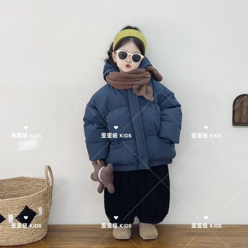 【歪歪妞童装】24739儿童复古森系加厚保暖连帽羽绒服2024冬季新款