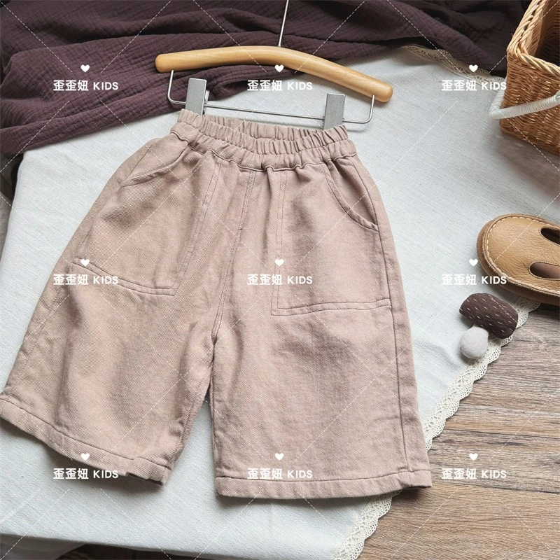 【歪歪妞童装】2450儿童复古重工斜纹棉七分裤日系男女童裤子夏季