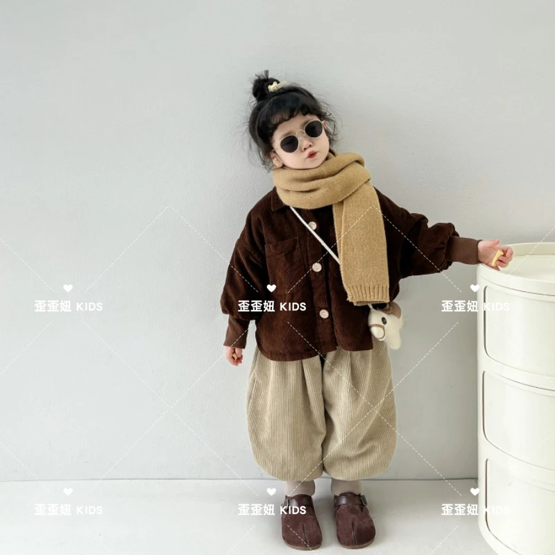 【歪歪妞童装】8811儿童复古森系加绒加厚衬衫灯芯绒外套