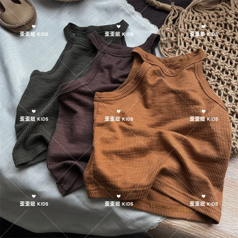 【歪歪妞童装】301日韩儿童洋气时髦美拉德无袖背心男女童宽松背心