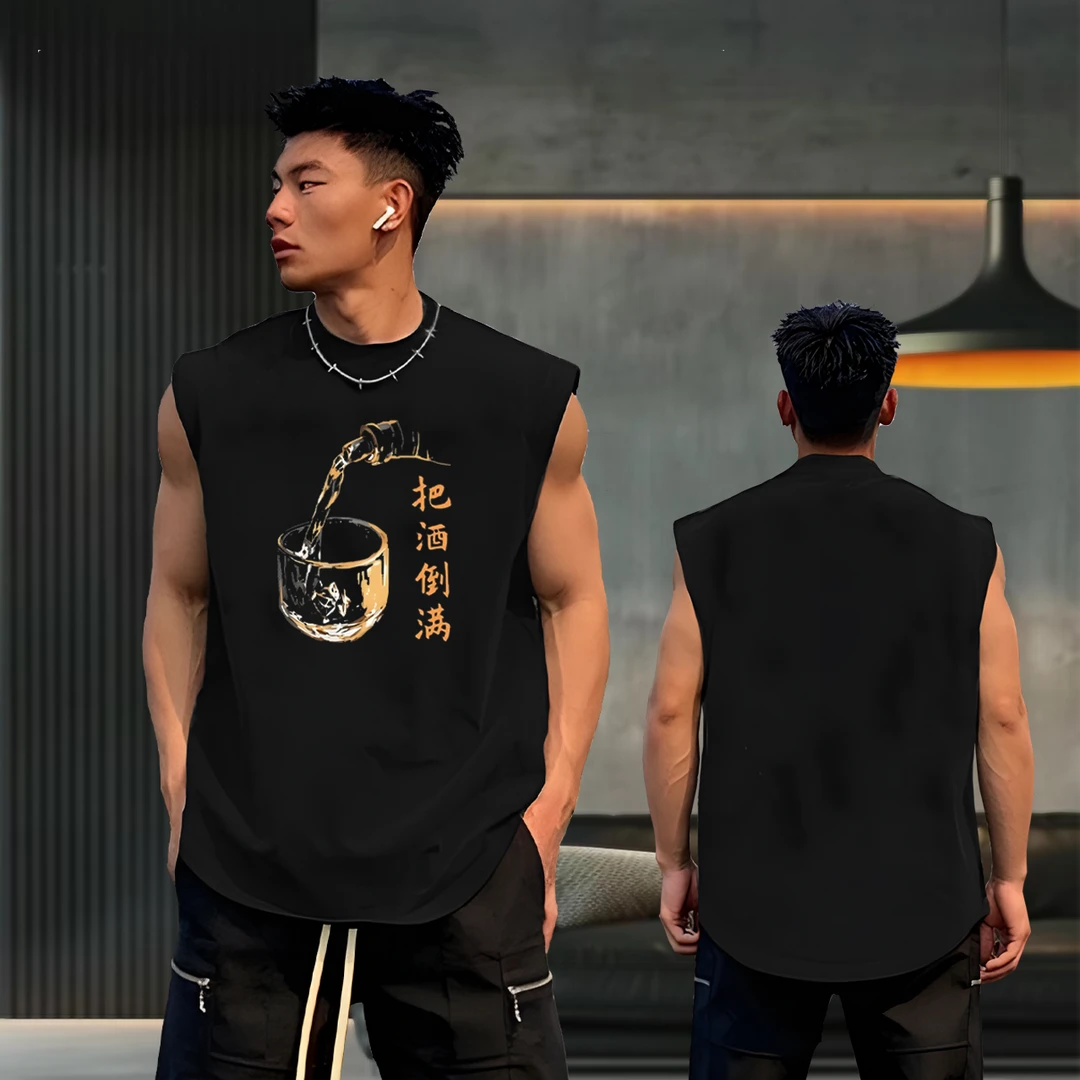 【纯棉打底背心】秋冬ins潮牌宽松运动无袖美式高街坎肩t恤上衣嘻哈