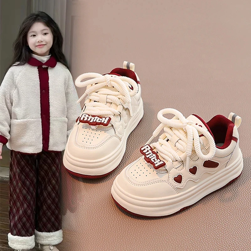 ABC女童板鞋小白鞋2025新款儿童鞋秋冬款女大童运动鞋秋季低帮