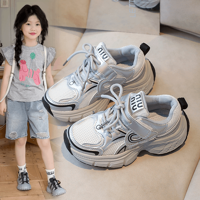 女童老爹鞋2024秋季新款儿童网面透气运动鞋学生软底防滑跑步鞋潮