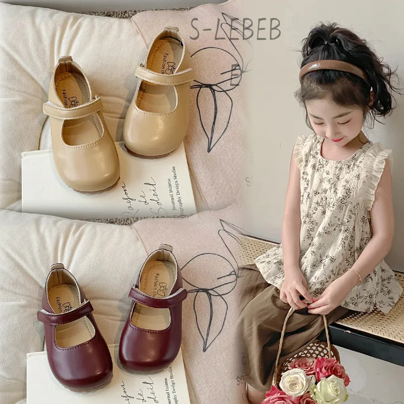 女童2024春季新款魔术贴皮鞋宝宝春秋软底鞋公主鞋小女孩单鞋浅口