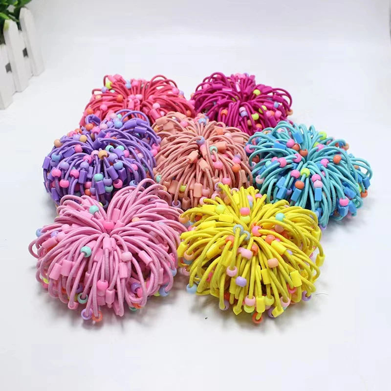 儿童糖果色发圈彩色珠子不伤发橡皮筋简约可爱高弹力头绳手工制作