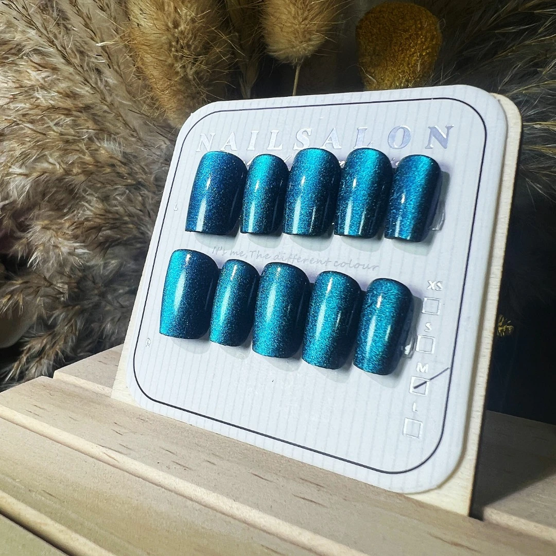 【北极星海】短方美甲/深邃蓝纯欲宽光猫眼/气质穿戴式酷炫穿戴甲