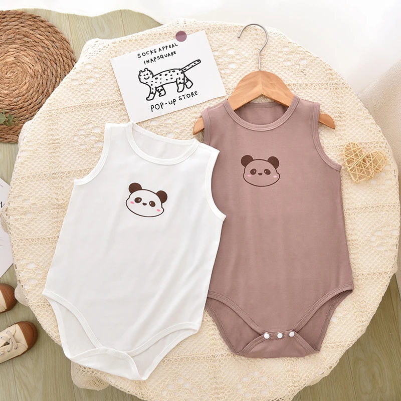 婴儿连体衣薄款无袖夏季新生儿空调服哈衣睡衣男女宝宝包屁衣夏装