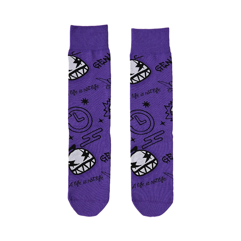 GENANX闪电潮牌袜子黑色个性时尚国潮搭配潮袜中筒袜潮流 WZ135