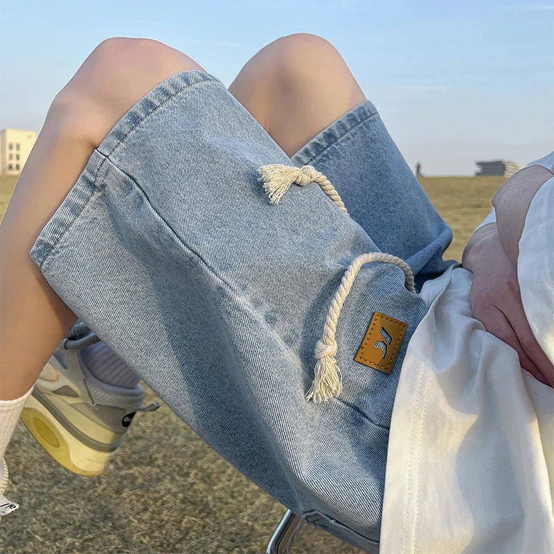 牛仔短裤男夏季新款高街潮流水洗直筒裤子大码宽松休闲薄款五分裤