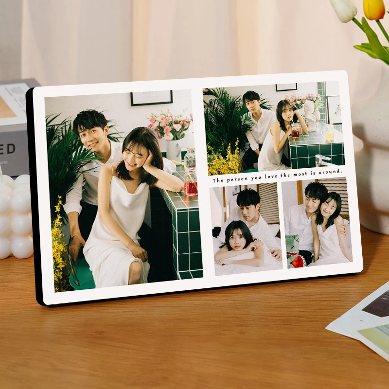 【幸福四宫格】定制婚纱照宝宝照全家福摆台洗照片放酒柜电视柜卧室