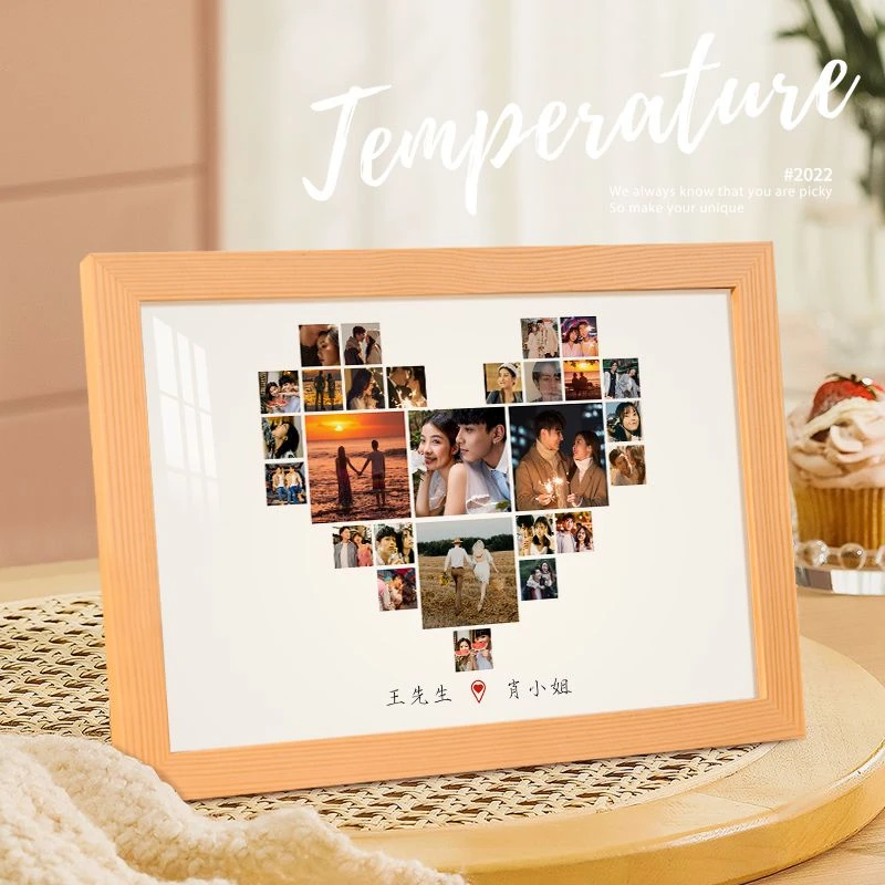照片打印爱心相框摆台情侣洗照片diy定制女朋友生日礼物周年纪念