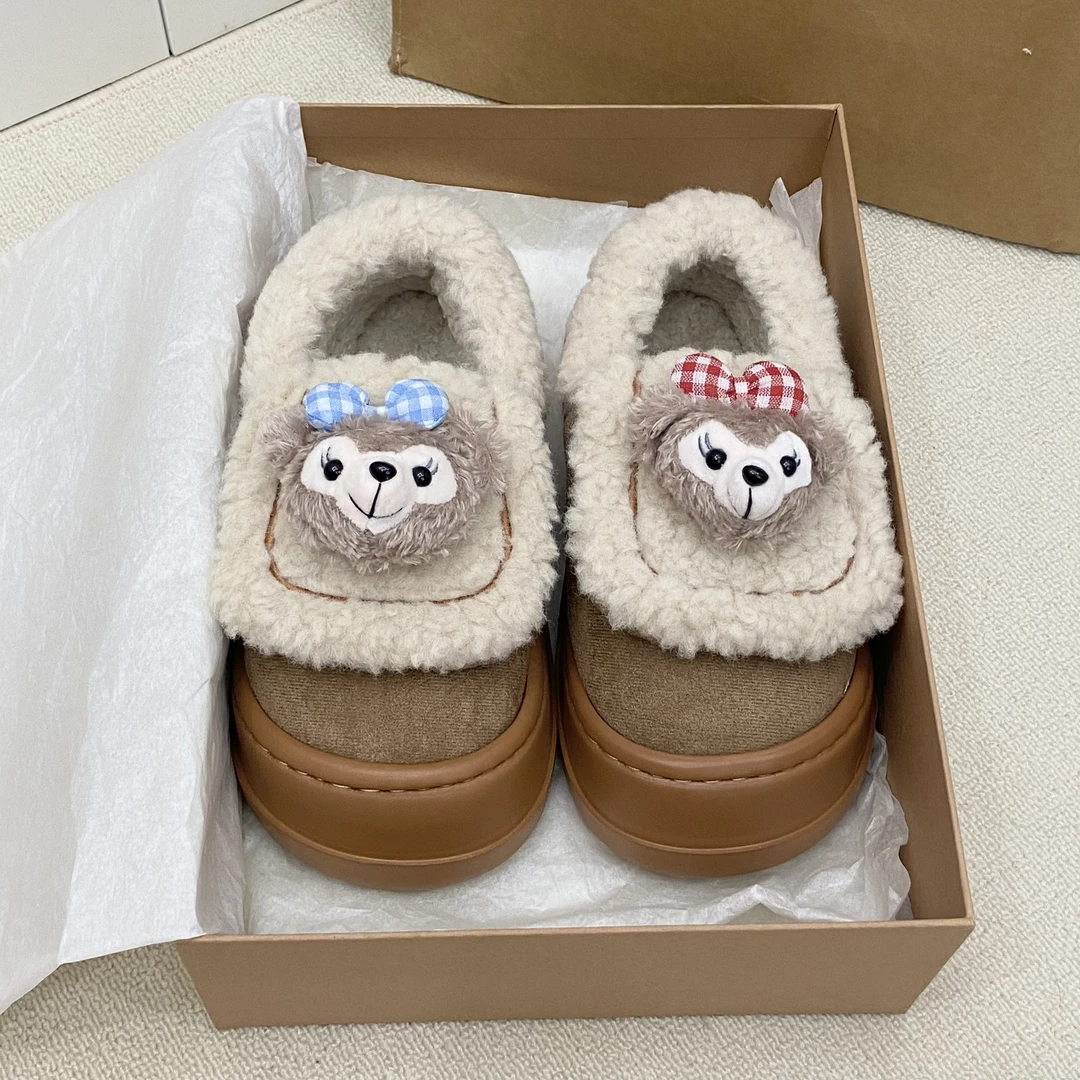 【王木木】少女心达菲熊棉鞋女加绒加厚防滑时尚复古雪地靴女ins