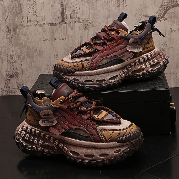 男鞋2024冬季新款老爹鞋男款厚底增高加绒休闲鞋ins潮牌擦色棉鞋