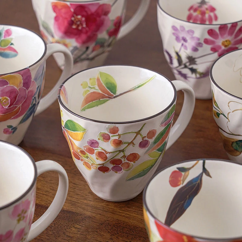 美浓烧日式樱花马克杯陶瓷办公室家用创意小清新日本进口礼盒装