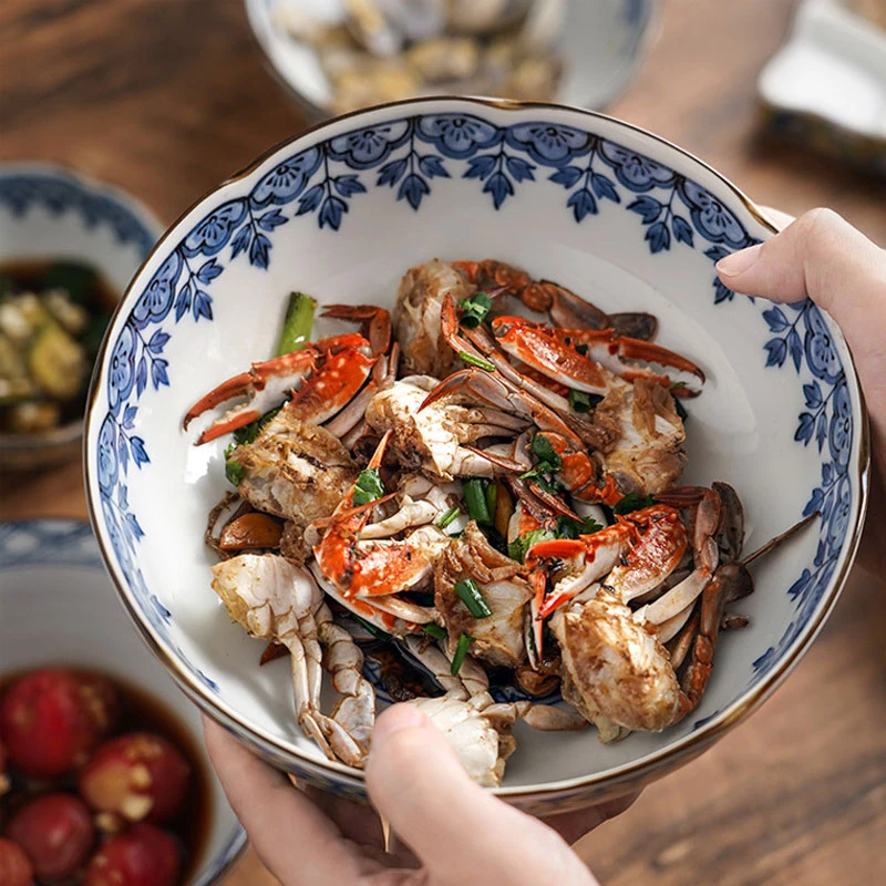 美浓烧日本进口家用釉下彩陶瓷餐具轻奢日式复古碗中式大号饭碗