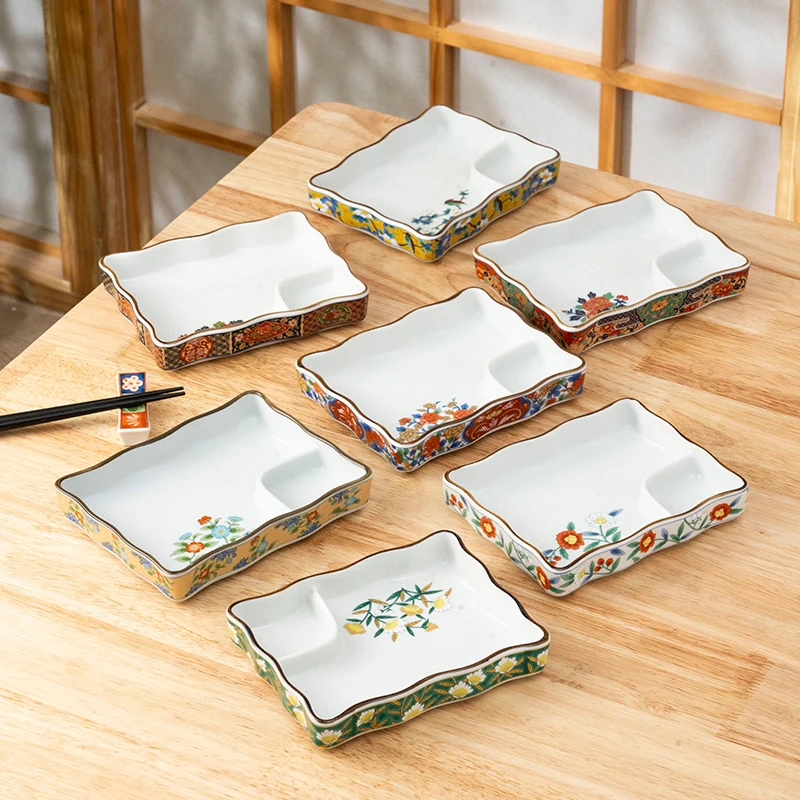 美浓烧日本进口陶瓷长盘家用高颜值日式好看精致饺子盘寿司早餐盘