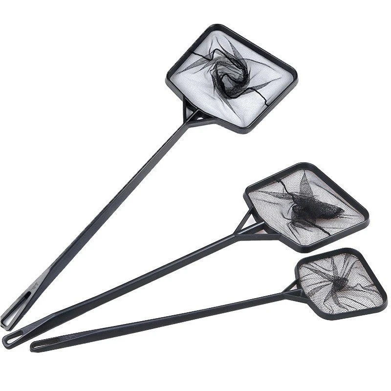 鱼捞金鱼观赏鱼小鱼网渔具水族箱手抄网兜方形渔捞鱼家大号J308