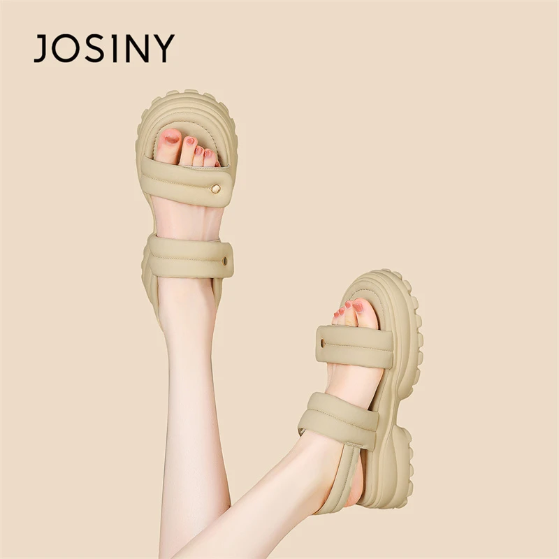 卓诗尼厚底凉鞋女2024年夏季新款魔术贴运动沙滩鞋松糕底增高凉鞋