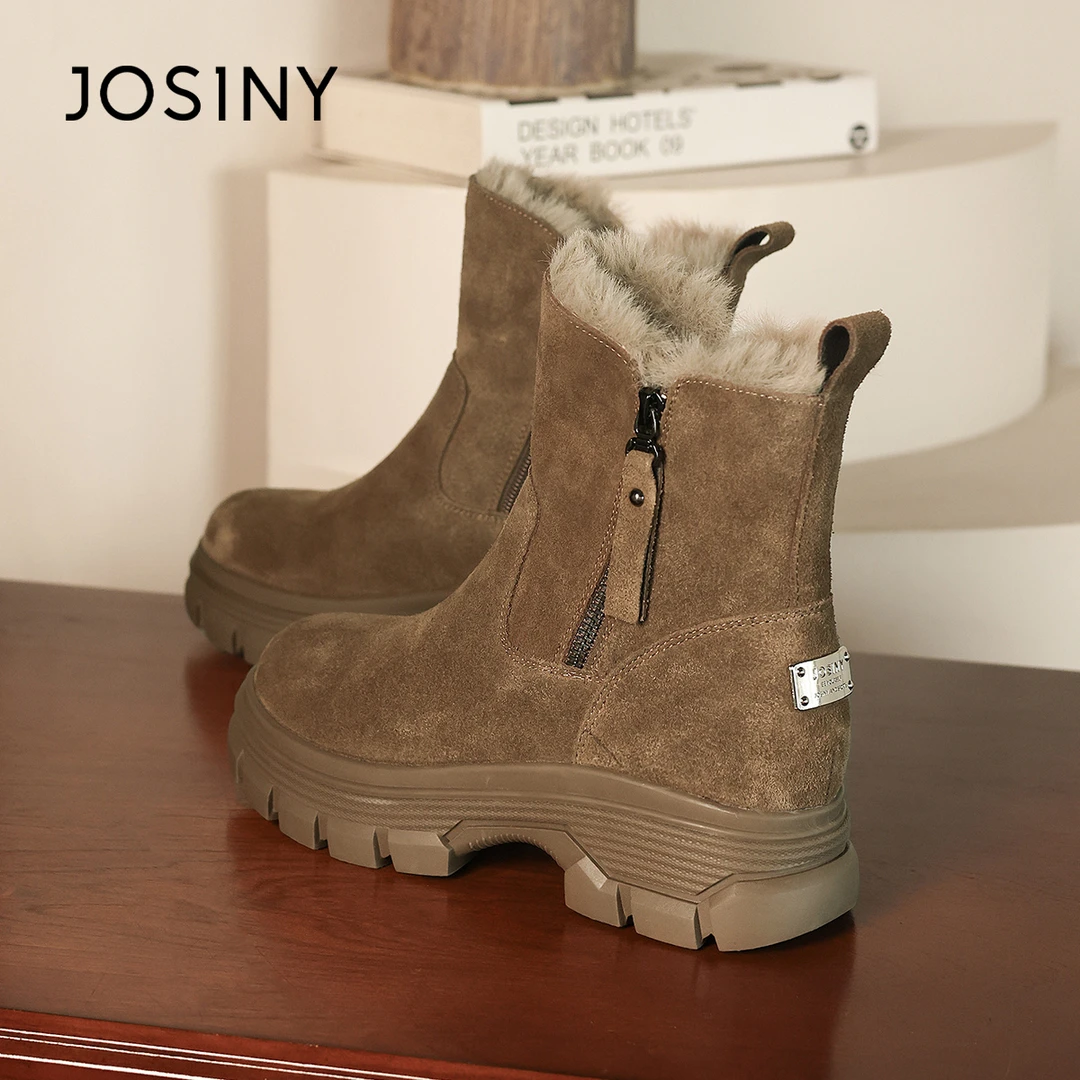 卓诗尼时尚女鞋女靴2025冬季爆款雪地靴高帮加绒保暖厚底东北棉靴