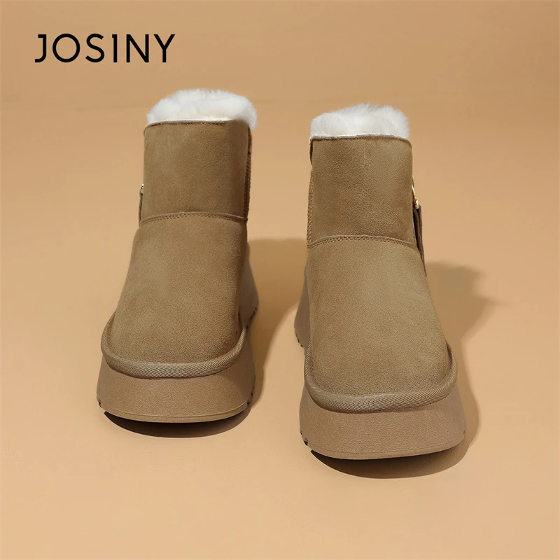 卓诗尼雪地靴女冬季加厚时尚百搭舒适加绒保暖圆头厚底休闲棉鞋女